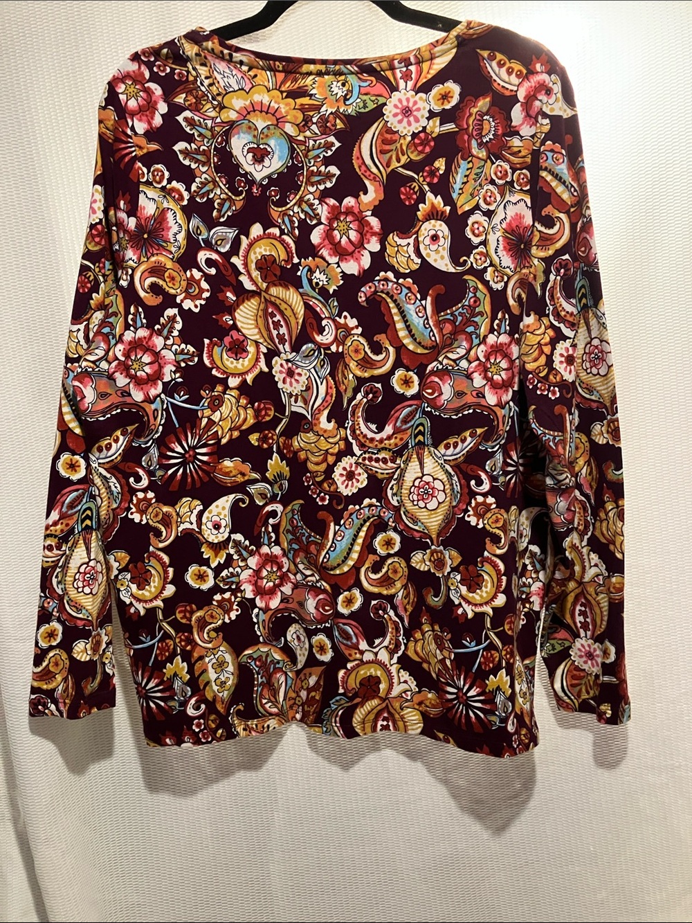 Talbots Burgundy Floral Paisley Long Sleeve Tee - Picture 8 of 8